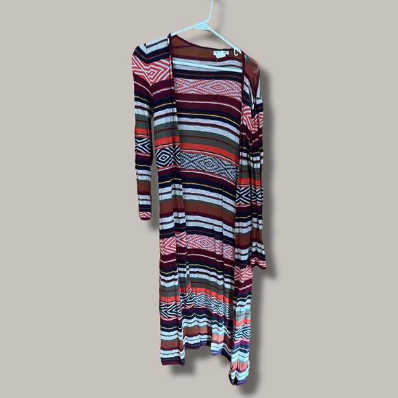Billabong Sweaters - Billabong Multicolor Geometric Long Sleeve Duster Cardigan